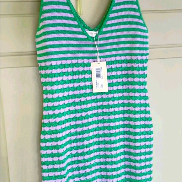 Striped Green and Pink Knit Dress - Picture 4 of 10